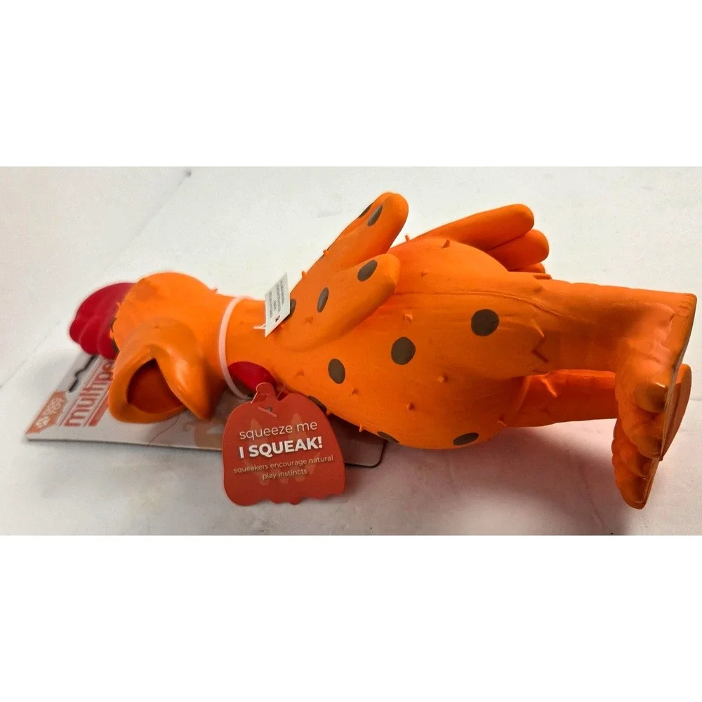 Multipet Latex Chicken Dog Toy 11 Inch Orange Squeaky Interactive Chew Toy New